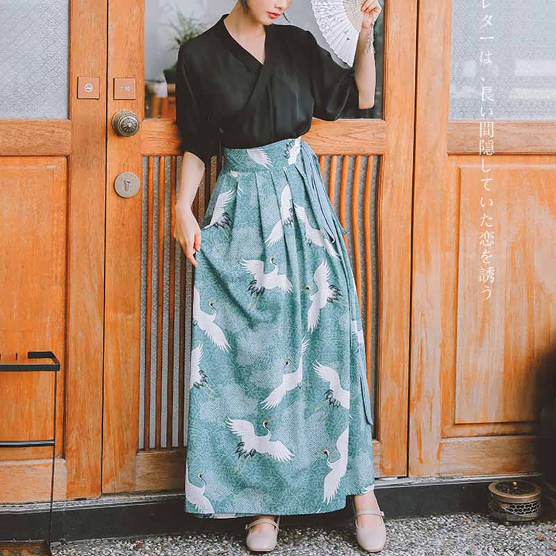 Pantalon Hakama Robe Motif Grue Tsuru