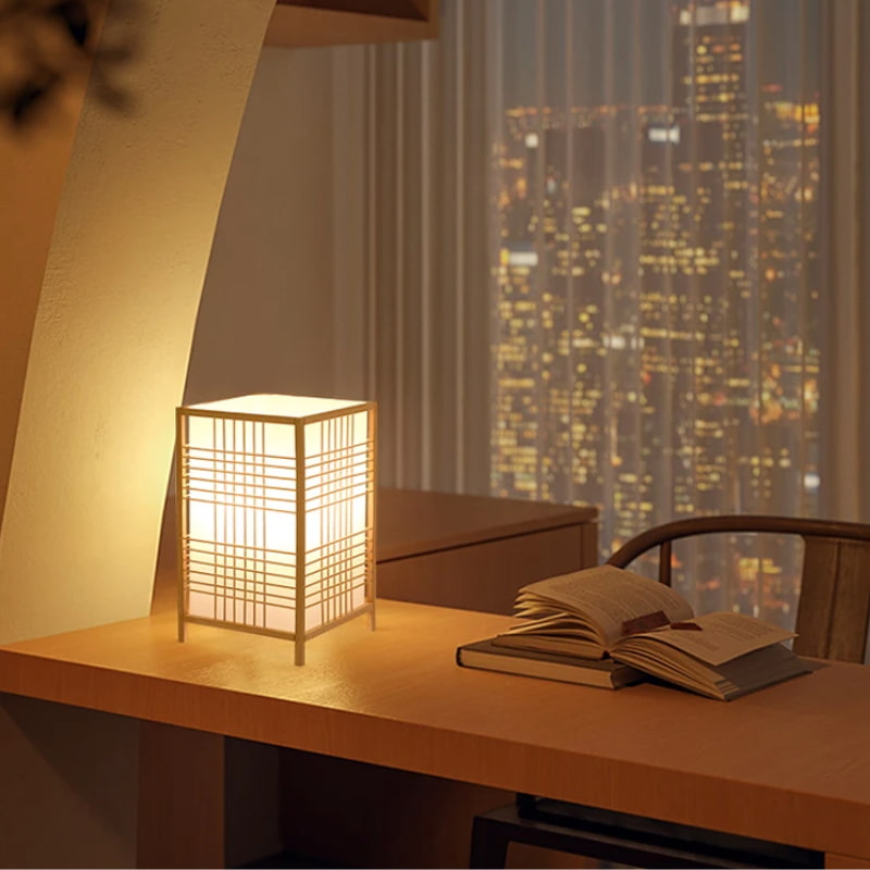 Lampe de Table Japonaise Shoji en Bambou