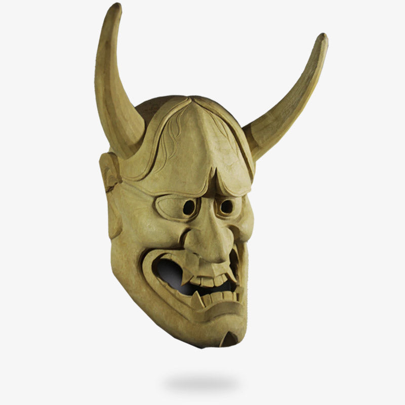 Masque Oni en Bois de Cèdre Sculpté Main