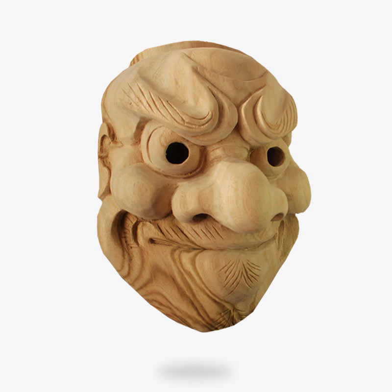 Masque Japonais Nô Obeshimi en Bois de Chêne