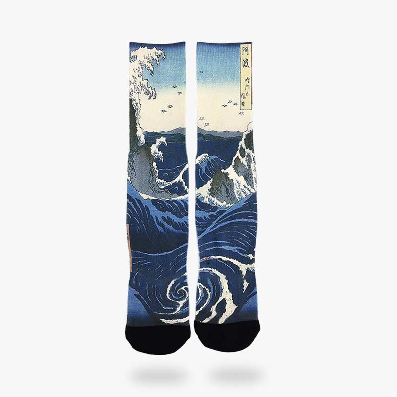 Chaussettes Vague Japonaise Style Ukiyo-e