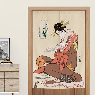 Rideau Noren Dessin de Geisha en Kimono