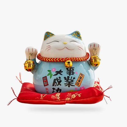 Maneki Neko Bleu Tirelire 11 x 11 cm