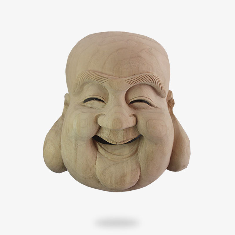 Masque Japonais Nô Moine Rieur Soryo en Cèdre