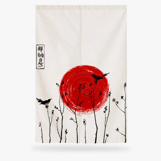 Noren de Porte Disque Rouge Soleil Levant