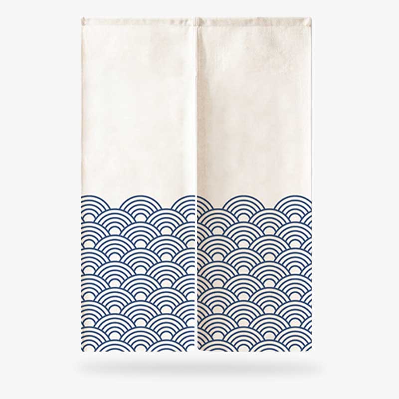 Noren Japonais Blanc Motif Seigaiha
