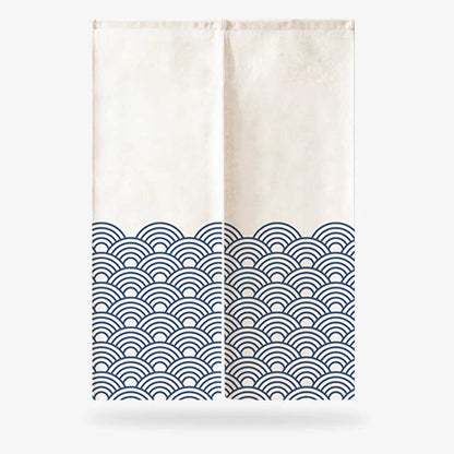 Noren Japonais Blanc Motif Seigaiha
