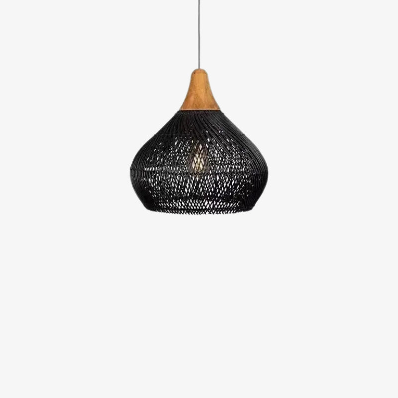 Lampe Suspension Japonaise Tressée en Bois