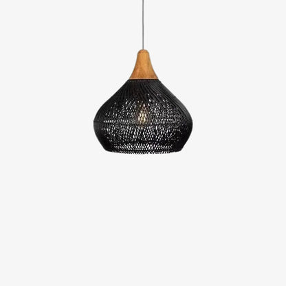 Lampe Suspension Japonaise Tressée en Bois