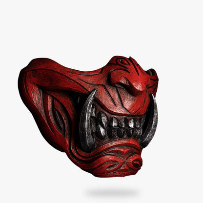Masque Oni Rouge Sang en PU et Fibre de Verre