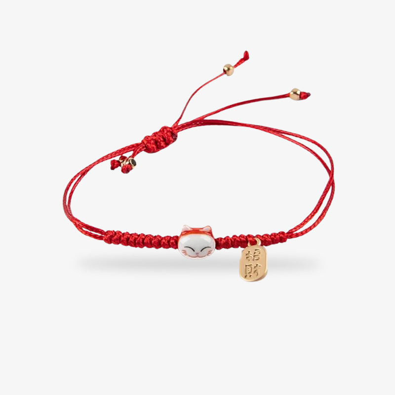 Maneki Neko Bracelet Cordon Ajustable