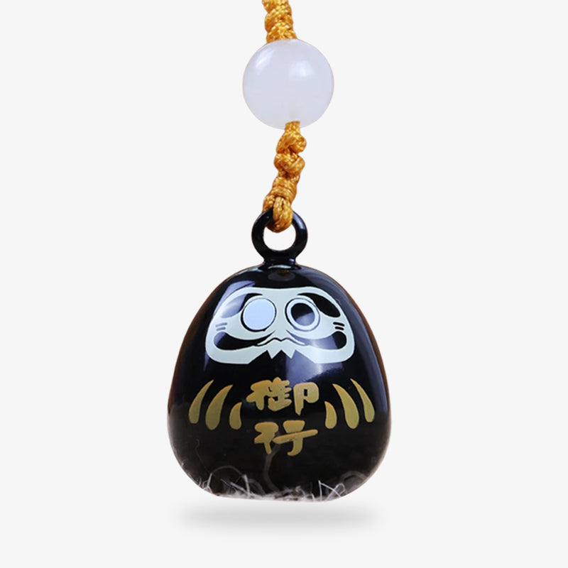 Daruma Porte-Clé Noir en Métal