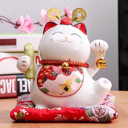 Maneki Neko Tirelire Coussin Rouge 16 x 11 cm