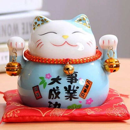 Maneki Neko Bleu Tirelire 11 x 11 cm