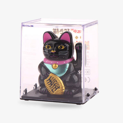 Maneki Neko Solaire Noir à Patte Animée