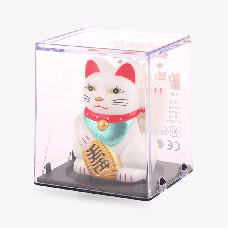 Maneki Neko Lucky Cat Blanc Solaire