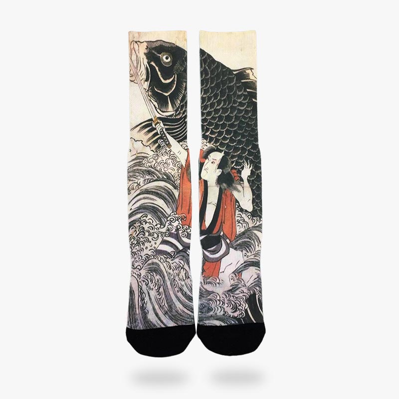 Chaussettes Carpe Koï et Samouraï Ukiyo-e