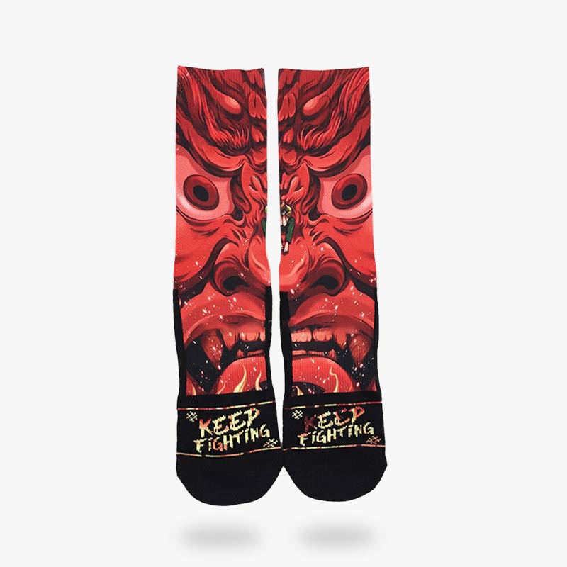 Chaussettes Rouges Motif Démon Oni