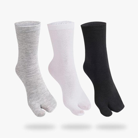 Chaussettes Tabi Lot de 3 Paires Blanc, Gris, Noir