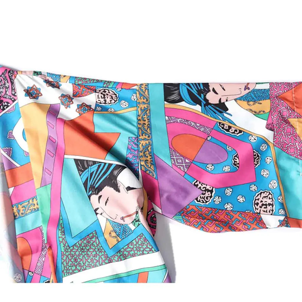 Haori Montsuki Motif Kanji Style Ukiyo-e