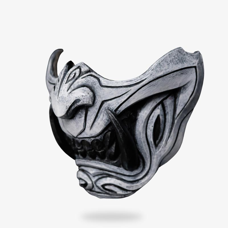 Masque Oni Demi-Visage Peint à la Main