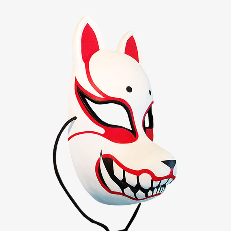 Masque Kitsune Façonné et Peint au Pinceau