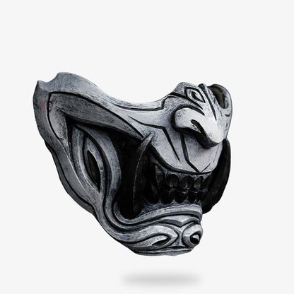 Masque Oni Demi-Visage Peint à la Main