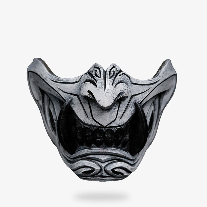 Masque Oni Demi-Visage Peint à la Main