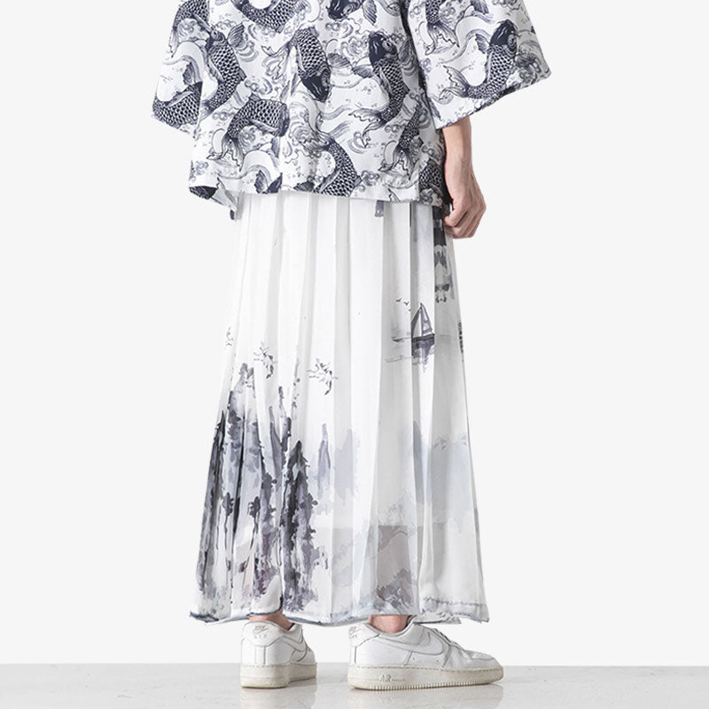 Pantalon Hakama Blanc en Coton Épais