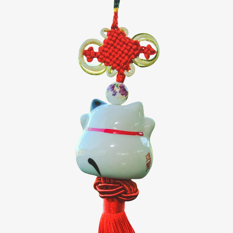 Maneki Neko Pendentif Voiture en Céramique