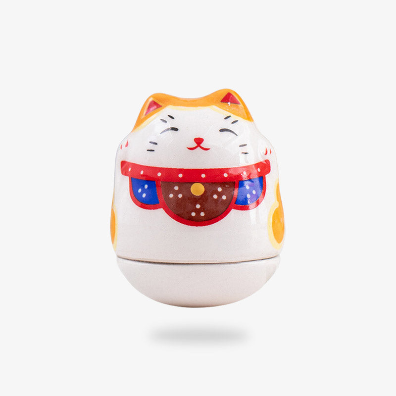 Maneki Neko Deux Pattes Levées Céramique 6 cm