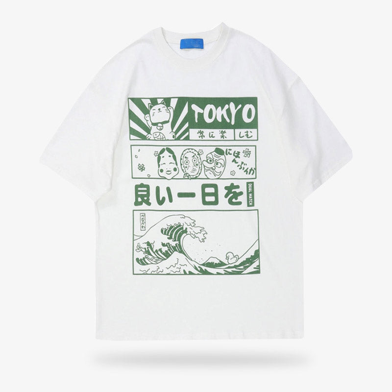 Maneki Neko T-Shirt Tokyo et Grande Vague