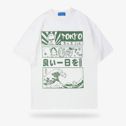 Maneki Neko T-Shirt Tokyo et Grande Vague