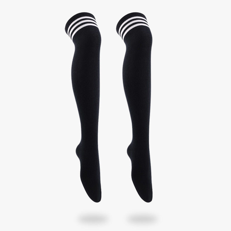 Chaussettes Hautes Écolière Japonaise à Rayures