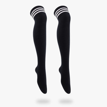 Chaussettes Hautes Écolière Japonaise à Rayures