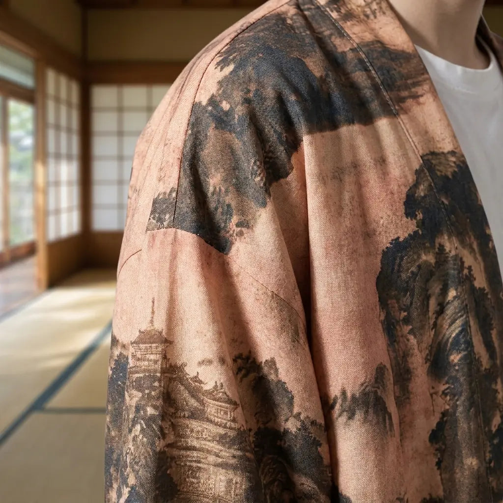 Haori Streetwear Paysage Ukiyo-e au Dos