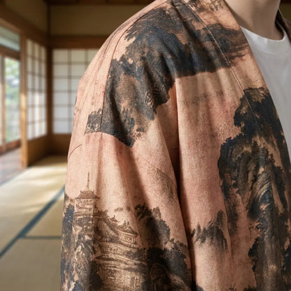 Haori Streetwear Paysage Ukiyo-e au Dos