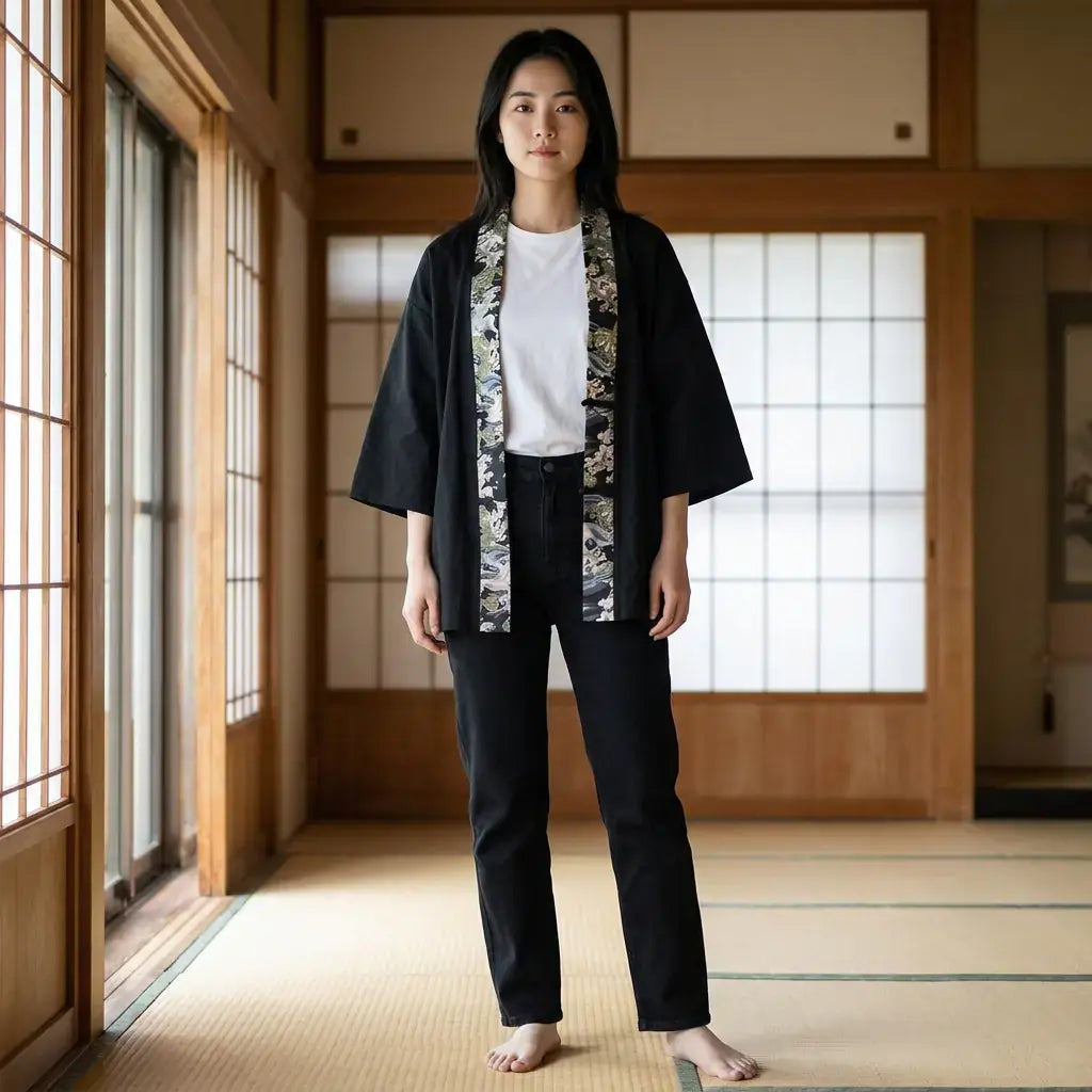 Haori Col Irezumi en Coton Brossé