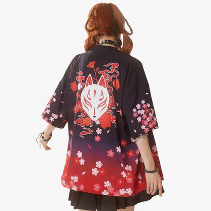 Haori Femme Kitsune et Branches de Sakura