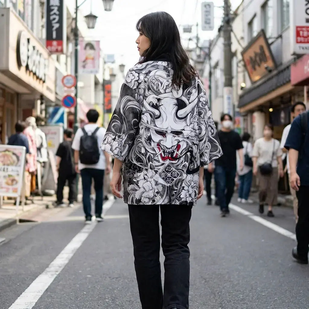 Veste Kimono Homme Masque Démon Oni