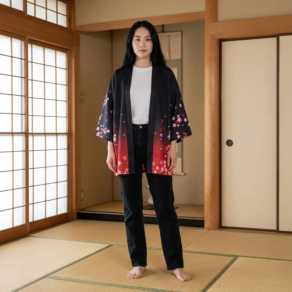 Haori Femme Kitsune et Branches de Sakura