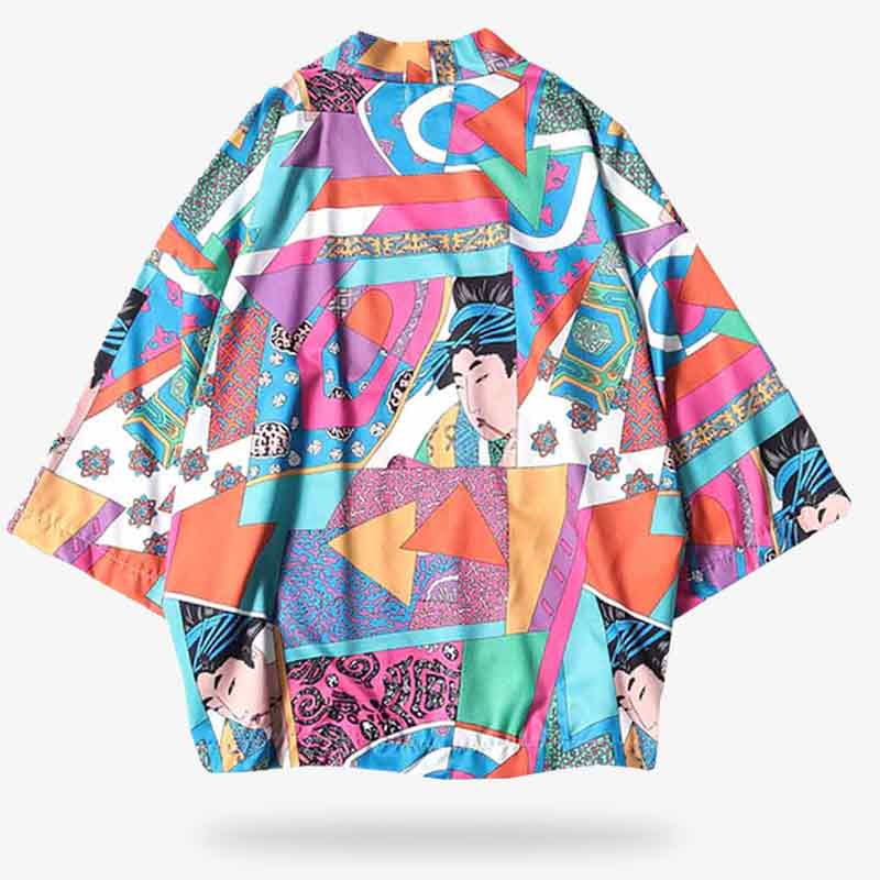 Haori Montsuki Motif Kanji Style Ukiyo-e