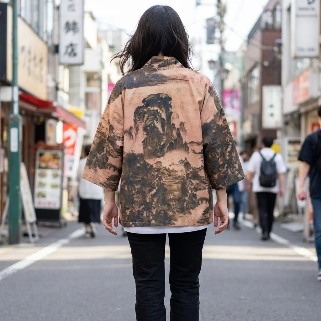 Haori Streetwear Paysage Ukiyo-e au Dos
