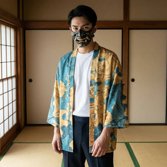 Haori Harajuku Coloré Nuages Ukiyo-e