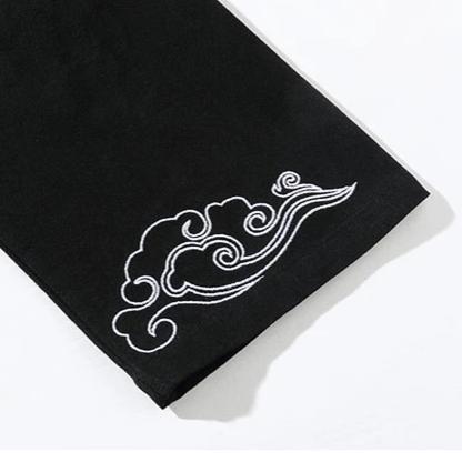 Haori Homme Noir Grue Brodée