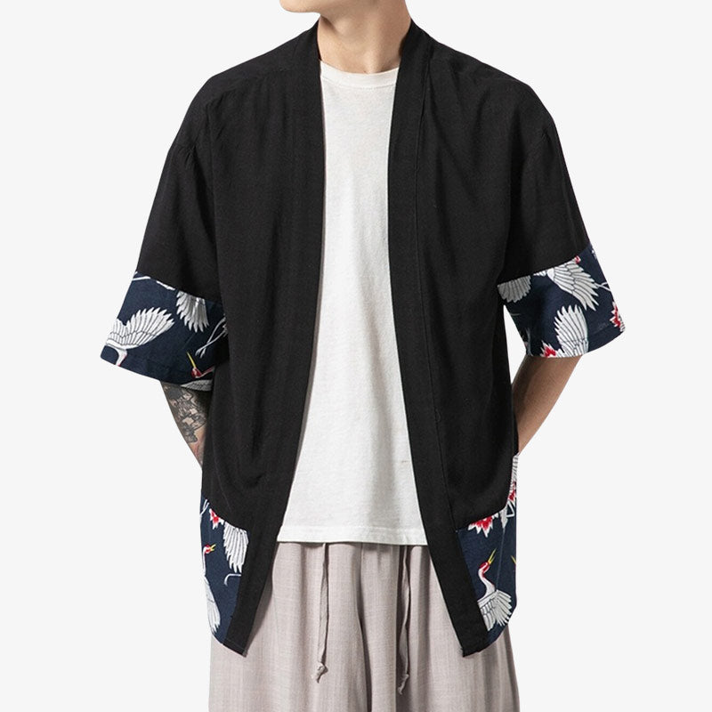 Haori Cardigan Tsuru en Coton et Lin
