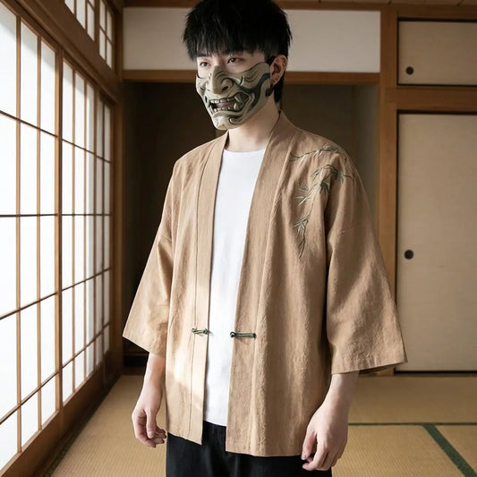 Haori Homme Motif Bambou Discret
