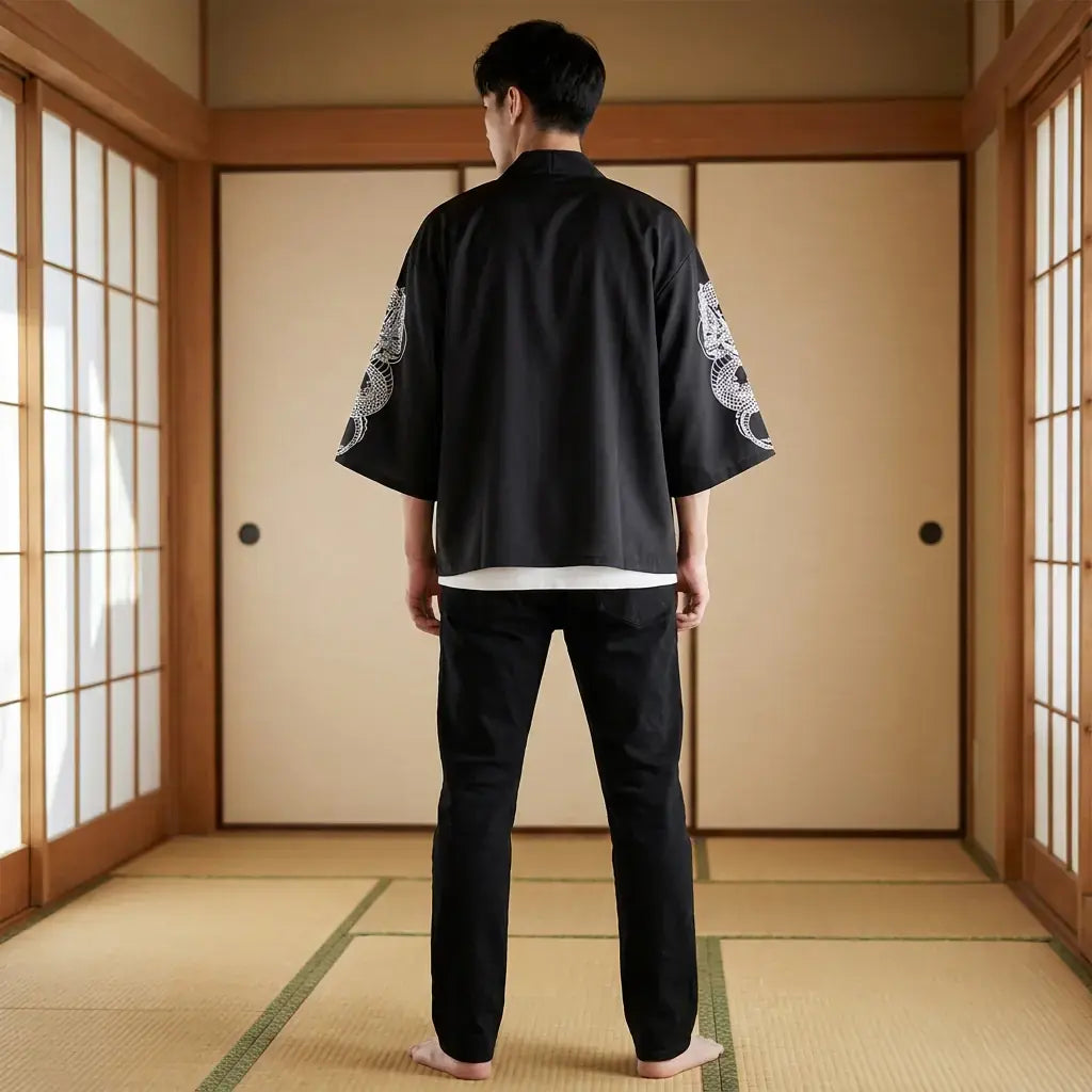 Haori Homme Motif Dragon Japonais