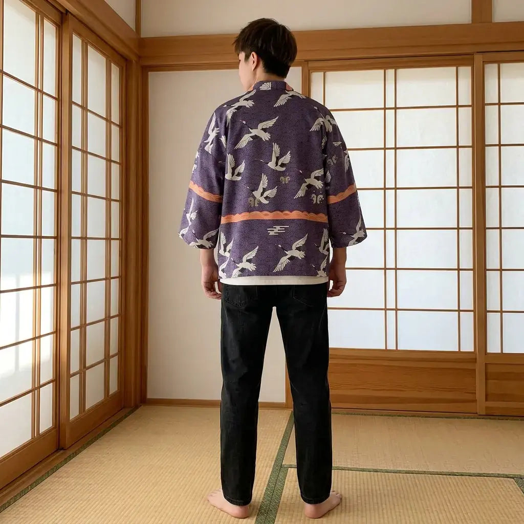 Haori Tokyo à Motifs de Grues Tsuru