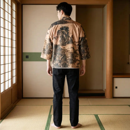 Haori Streetwear Paysage Ukiyo-e au Dos